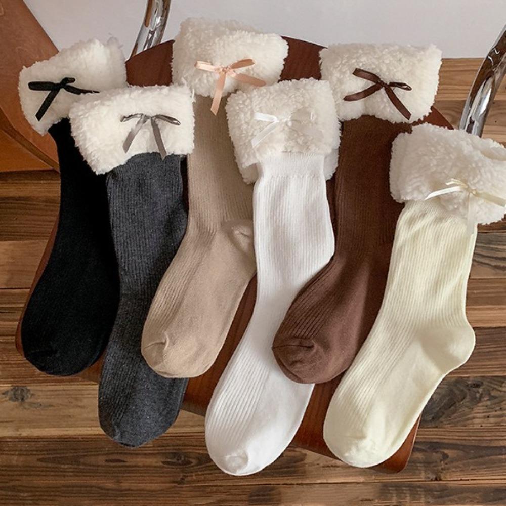 Утепленные зимние носки женские Y2K носки-гольфы средней длины модные носки из кораллового флиса JK