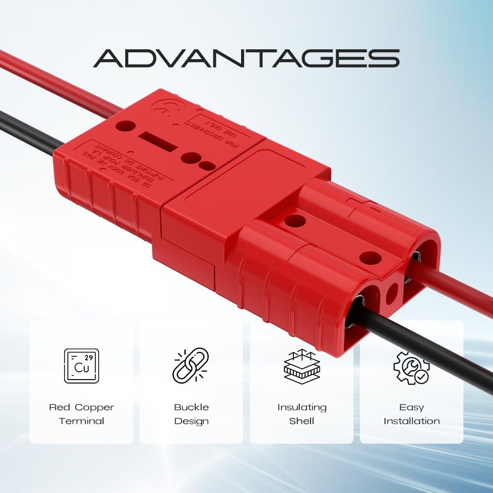 8 шт. Разъем Anderson 6-10 AWG 50A 12-36 В Быстроразъемный разъем для аккумулятора Красный Быстроразъемный разъем для аккумулятора Комплект разъемов жгута проводов для лебедки Автомобиль Авто