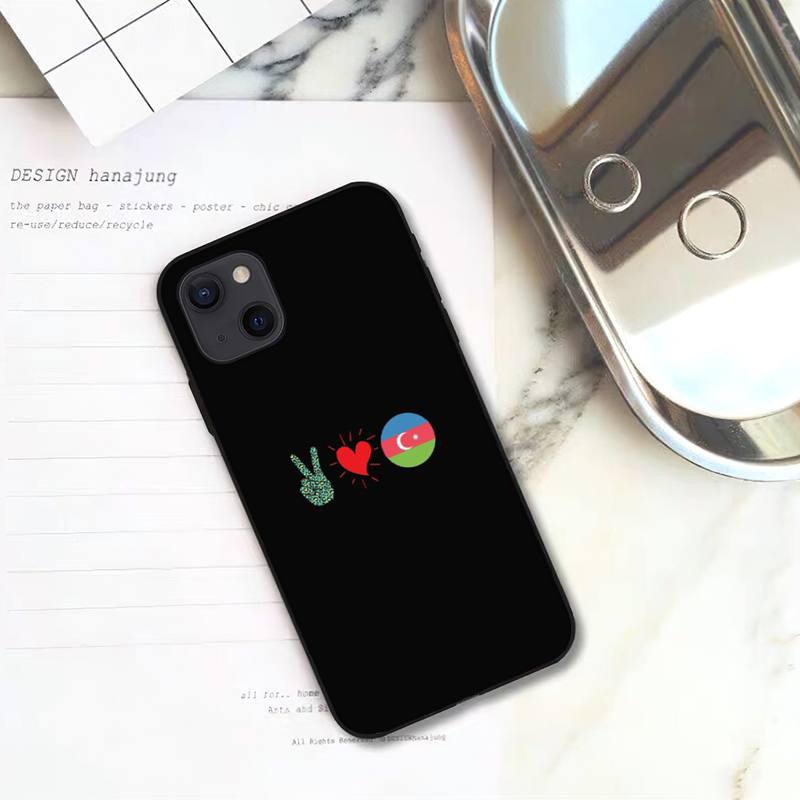 Чехол для телефона с флагом Азербайджана для iPhone 11 12 Mini 13 14 15 Pro XS Max X Plus SE XR Shell