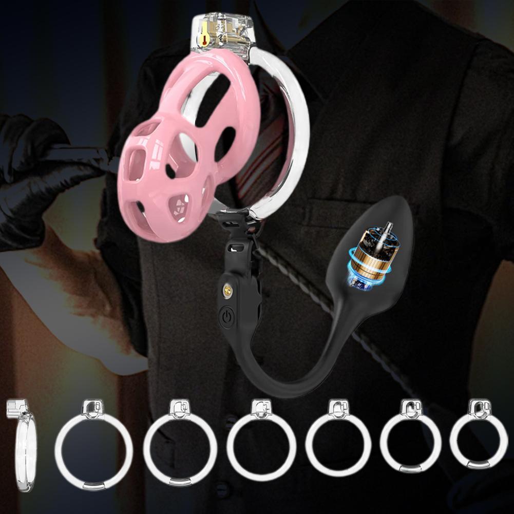 Мягкая клетка целомудрия с анальной пробкой, вибратор с дистанционным управлением, анальная пробка, секс-игрушка для пары, мужчины, кобра, уретральный замок с катетером