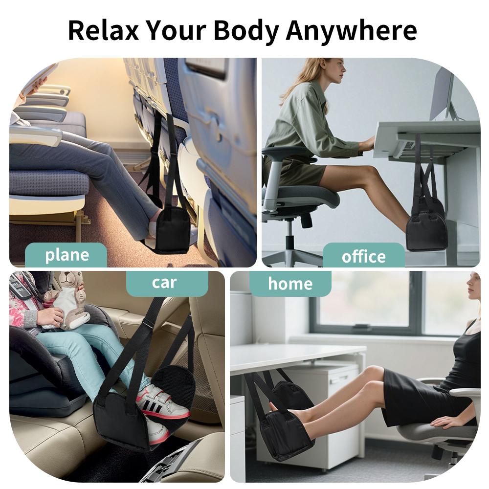 Newest Airplane Foot Hammock Airline Foot Rest With Removable Pad Adjustable Strap Foot Hammock With Menory Foam For Travel