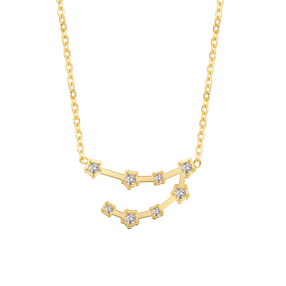 Clear Zircon Constellation Necklace Women Capricorn Libra Aries Leo Virgo Taurus Stainless Steel Horoscope Zodiac Necklaces Gift