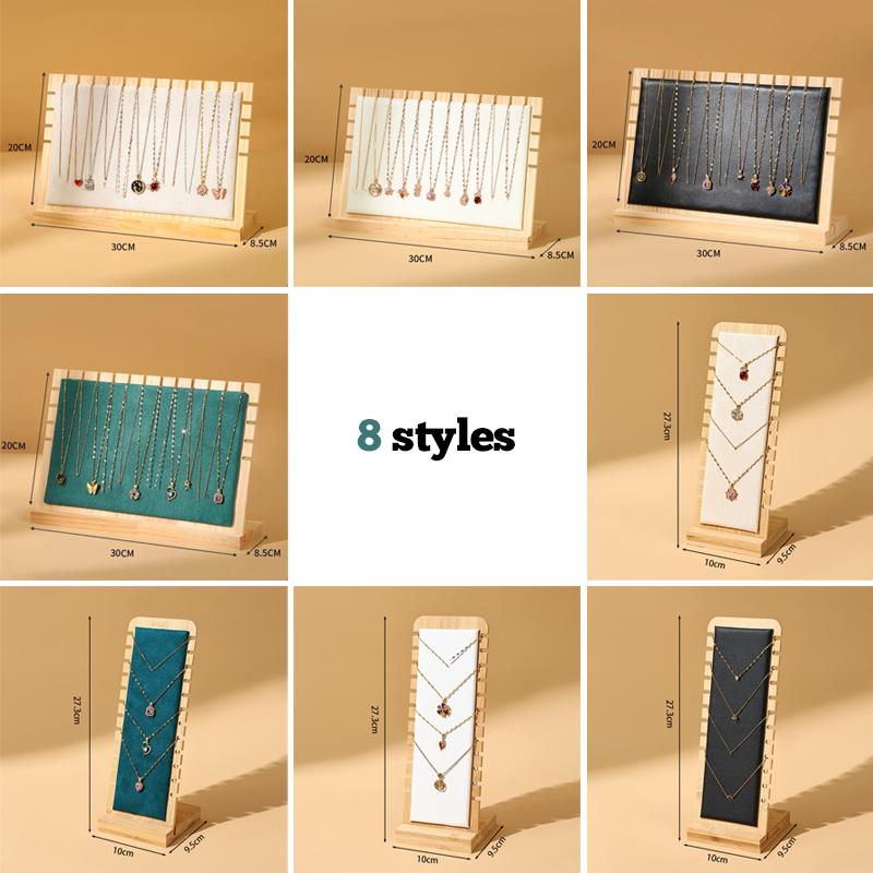 Fashion Wood Necklace Display Stand Large Capacity Pendant Bracelet Anklet Long Chain Jewelry Storage Rack Counter Showcase Prop