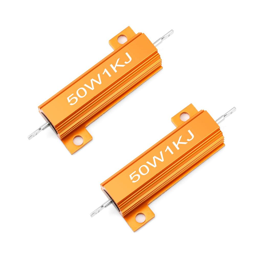 Chanzon 2pcs 50W Wirewound Aluminum Shell Resistor 1K Ohm 50W ±5% Tolerance 1KR Rohs Certified