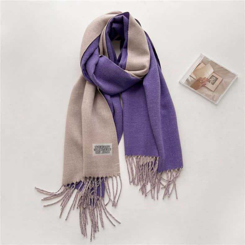 2024 Autumn/Winter New Thickened Warm Solid Color Double Sided Two Tone Tassel Imitation Cashmere Scarf, High Grade Shawl Neck