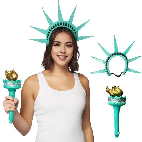 Косплей повязка на голову Статуя Свободы корона и факел набор американская достопримечательность Статуя Свободы косплей аксессуары для женщин костюм для вечеринки на Хэллоуин