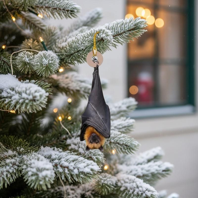 Рождественский ornament-летучая мышь, Подвесной ornament-летучая мышь для елки, Реалистичный Декор-летучая мышь Сила-Вниз, Жуткий Рождественский подвесной ornament, Летучие мыши-Ужасы
