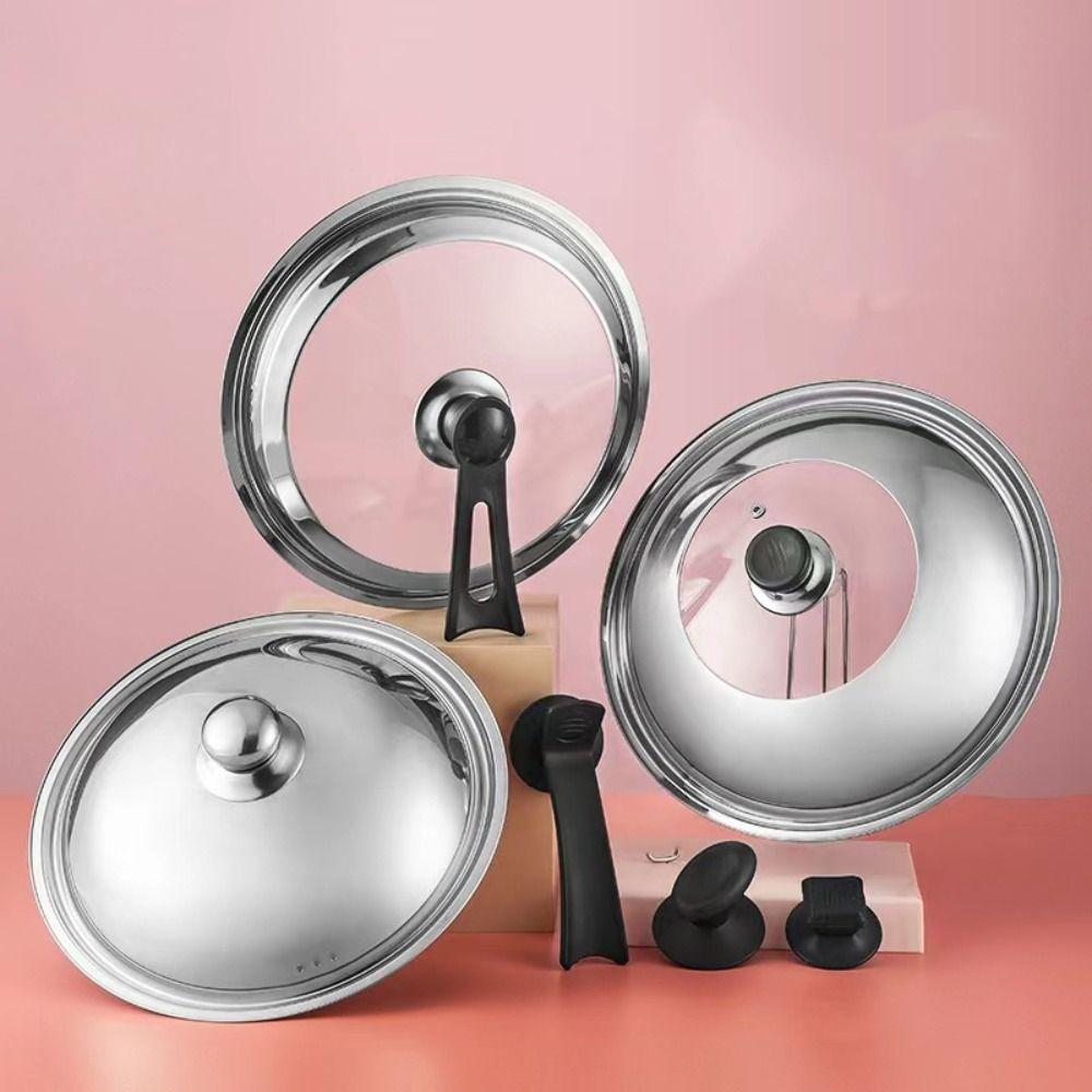 28/30/32/34/36/38CM Wok Cover Universal Frying Pan Lid Stainless Steel Visible Pot Lid Household