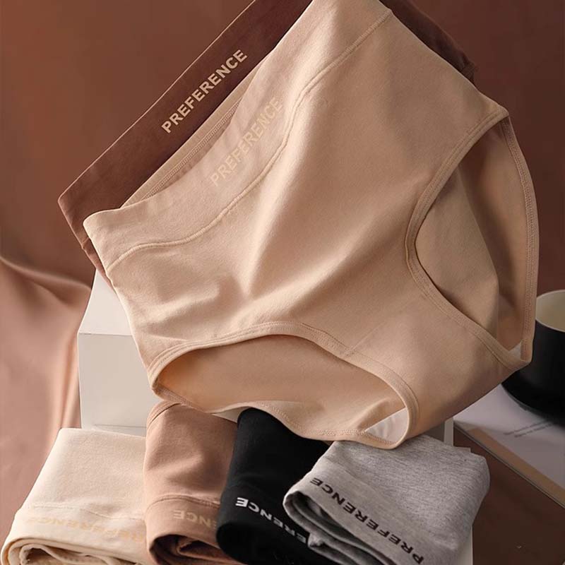 Women Cotton Panties High Waist Panty Comfortable Underwear Ladies Solid Color Underpants
