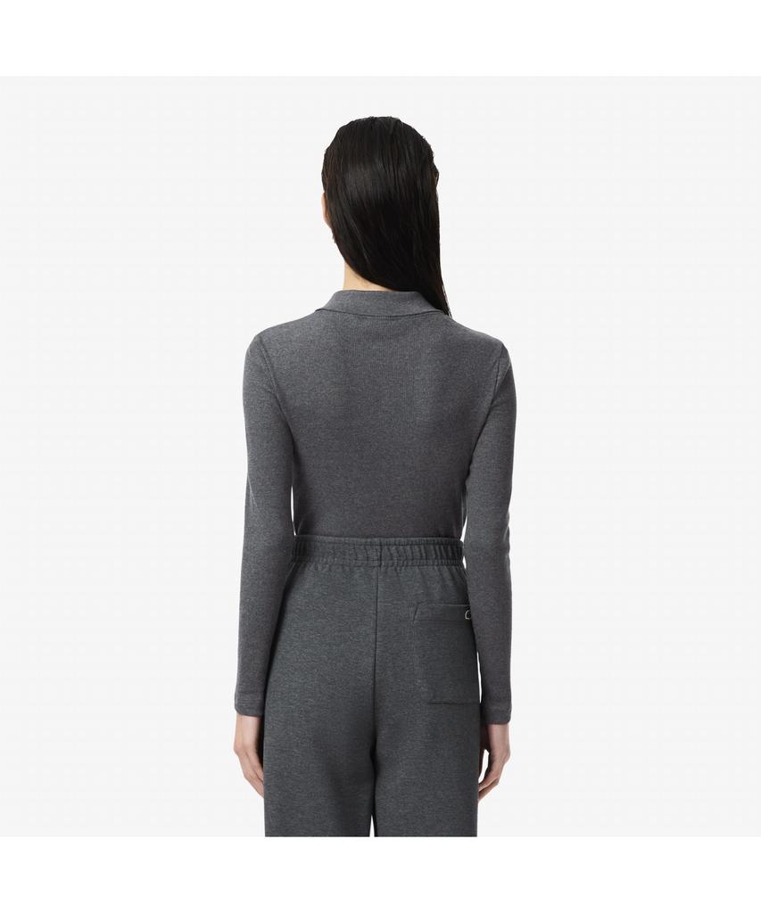 Женская футболка-поло LACOSTE в рубчик с длинным рукавом Df5281-55N 050