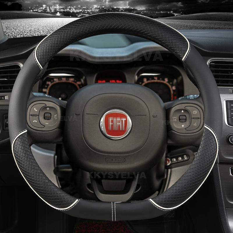 Кожаный чехол на руль автомобиля из микрофибры для Fiat Panda 2013 2015 2017 2022 Автоаксессуары
