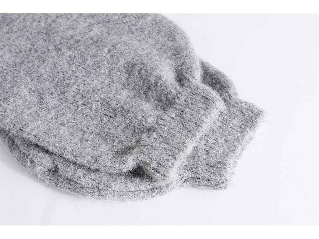 Серый трикотажный свитер-пуловер с бантом в корейском стиле: Модный, Стройнящий, Уличный Стиль для Осенних Женщин