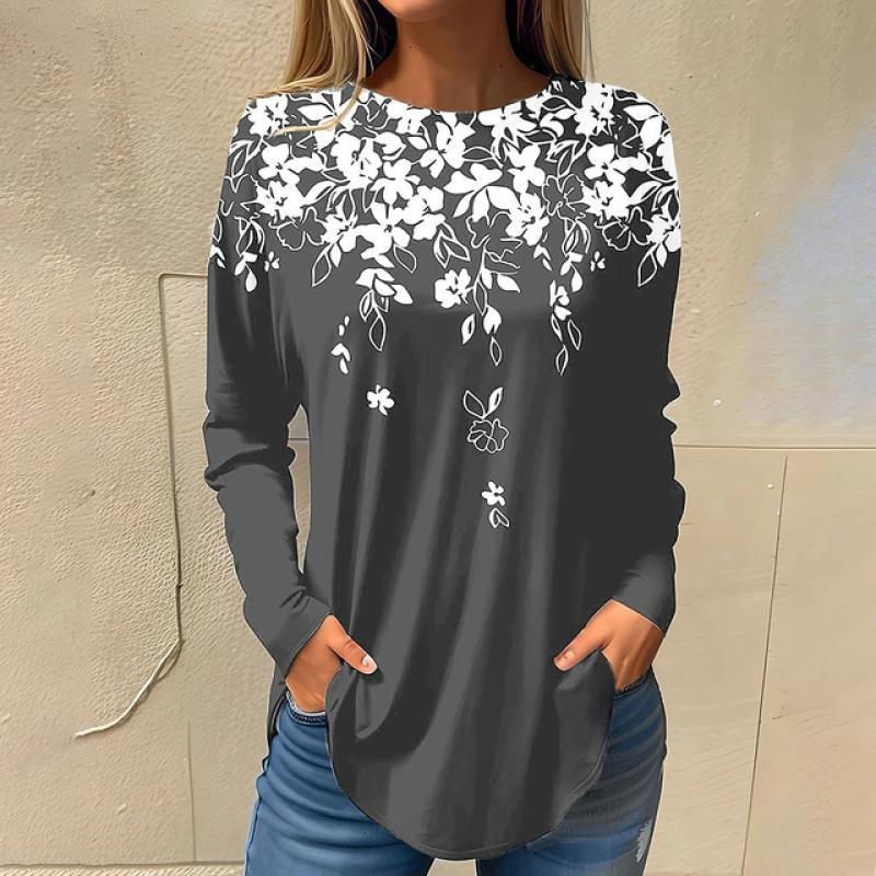 Women's 3d Print Autumn Long Sleeve Tops Women's T-Shirt O-Neck Oversized Ladies Clothin