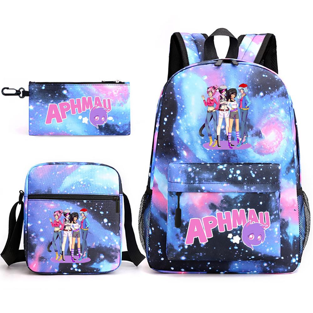 Игровой мерч Aphmau Школьная сумка Мультяшный рюкзак Пенал Сумка через плечо Набор из трех предметов