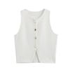 Kaslead New Arrival Women's Clothing Fashion Style Stylish Simple and Versatile Two Colors Plain Stitch Short Sleeveless Vest Top