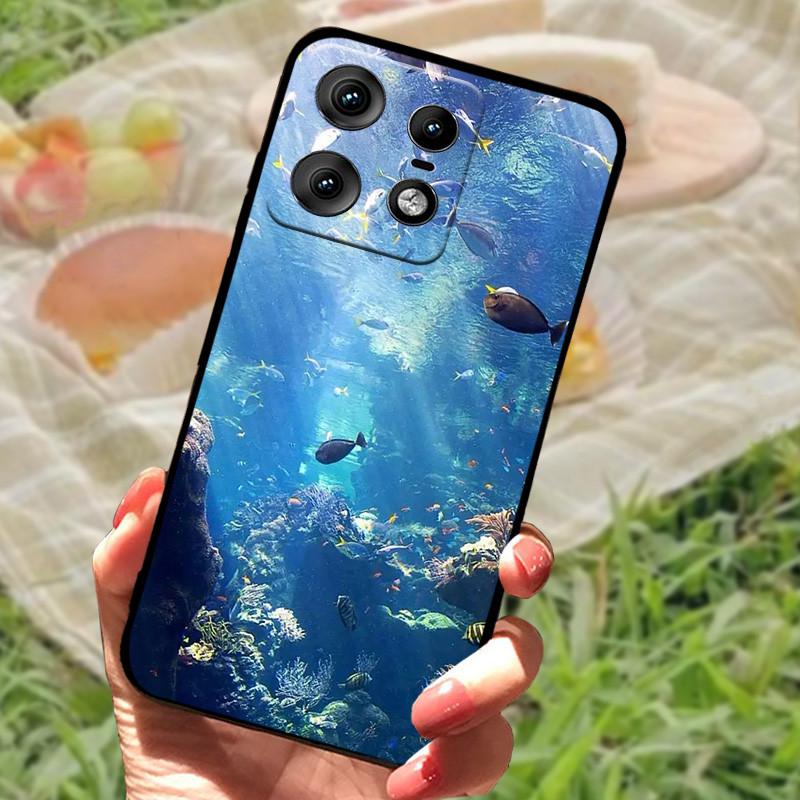 Чехол для Motorola Edge 50 Pro Модный Мраморный Силиконовый Черный Мягкий Бампер для Телефона Moto Edge 50 Pro Мультяшные ТПУ Оболочки