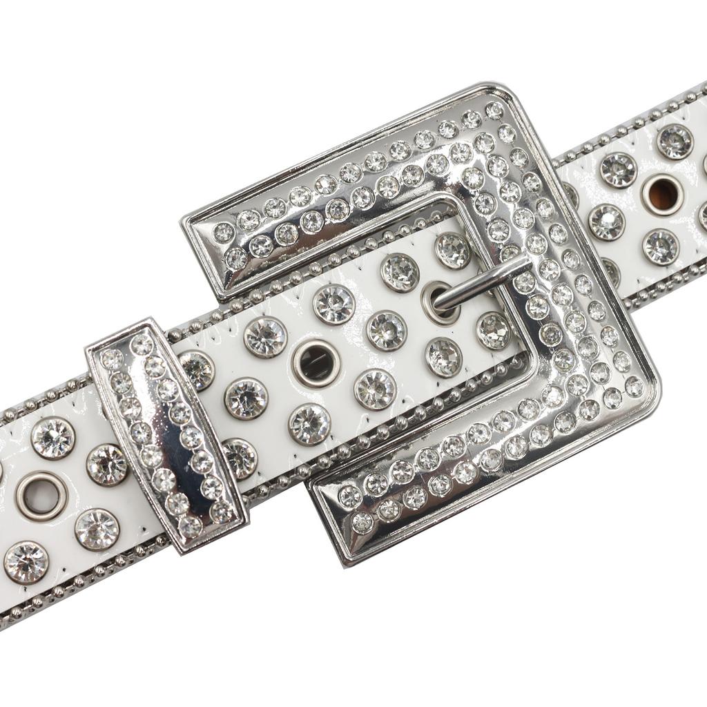 Квадратная пряжка со стразами Западный страз Джинсовый трендовый ремень Вечеринка Сцена Дизайн Крест