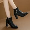 Зимние Новые Повседневные Туфли Острый Носок Толстый Каблук Однотонные Боковая Молния Элегантные и Удобные Женские Ботинки