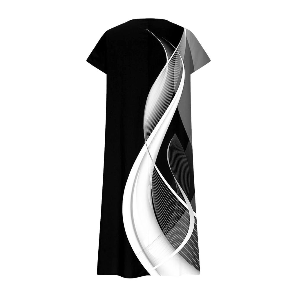 Fashion Women's Summer V-Neck Short Sleeve Floral Print Beach Dress