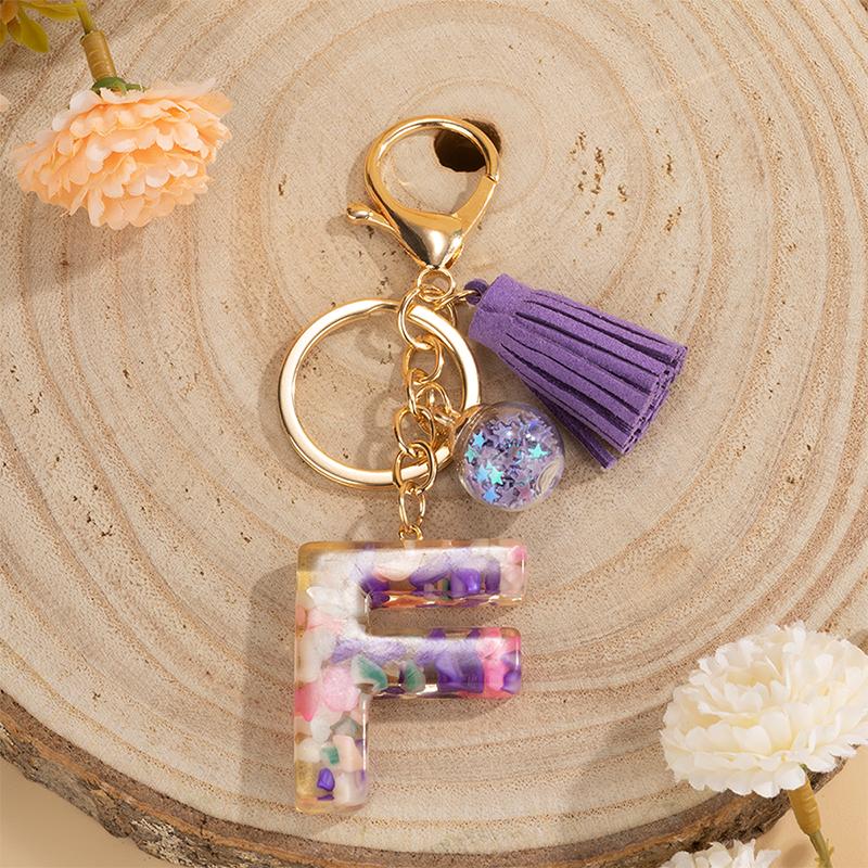 1 шт., держатель для ключей, подарок ручной работы, сумка с алфавитом AZ, кулон, брелок с кисточками и блестками, аксессуары для ключей