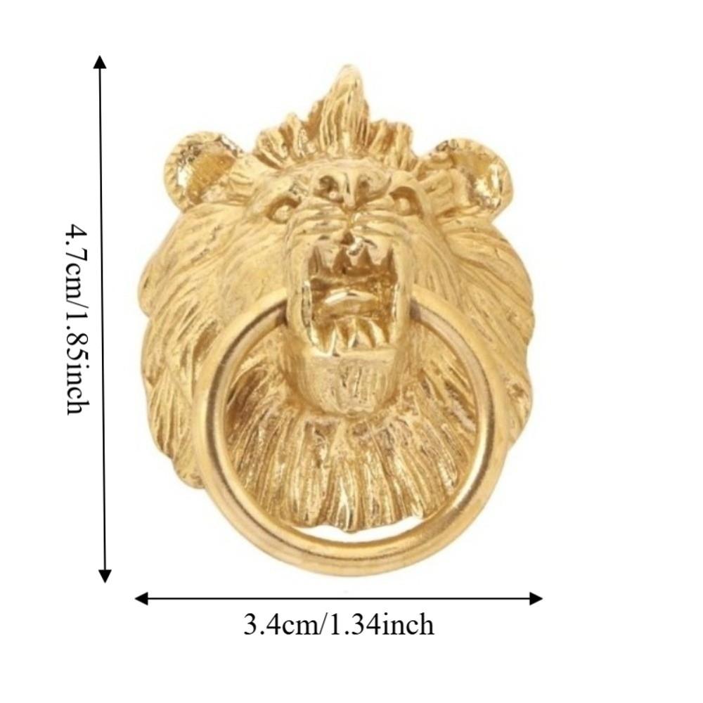 Retro Cabinet Door Knobs Vintage Wardrobe Drawer Pulls Lion Head Knob Brass Handle Furniture