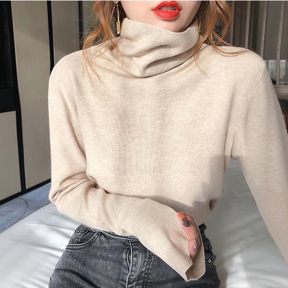 Осенне-зимняя модная женская узкая эластичная повседневная водолазка с длинным рукавом, свитер, женские трикотажные рубашки, пуловер