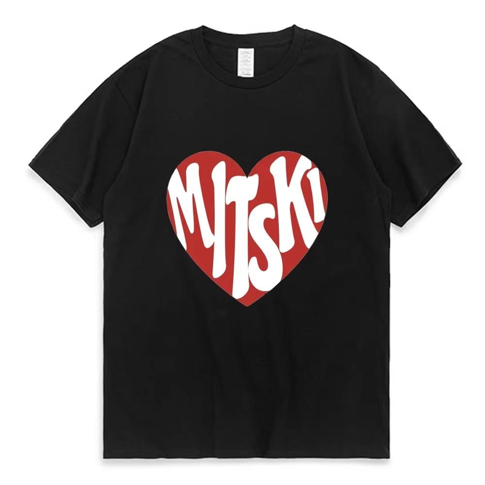 Mitski Футболка с графикой логотипа сердца Унисекс Уличный хип-хоп Парная мода Трендовые топы Летняя футболка с коротким рукавом Уютная футболка Мужская Женская