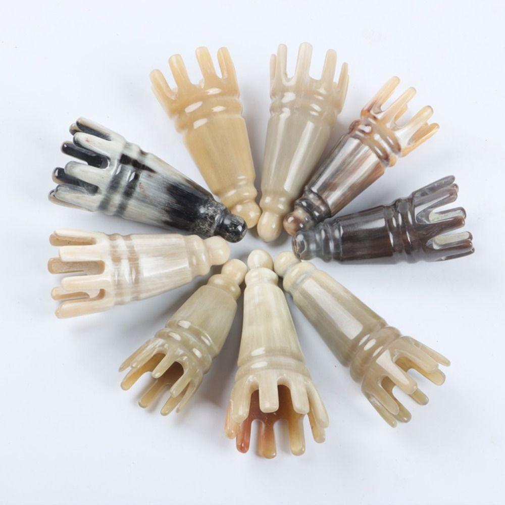 Scalp Massager Brush Long Pointed Shampoo Comb Scrapping Head Buffalo Horn Meridian Comb Hair Wash