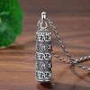Six-Character Mantra Necklace, Men's Gau Box, Thai Silver, Retro, Fashionable, Ethnic Style, Unique Design, Creative Jewelry