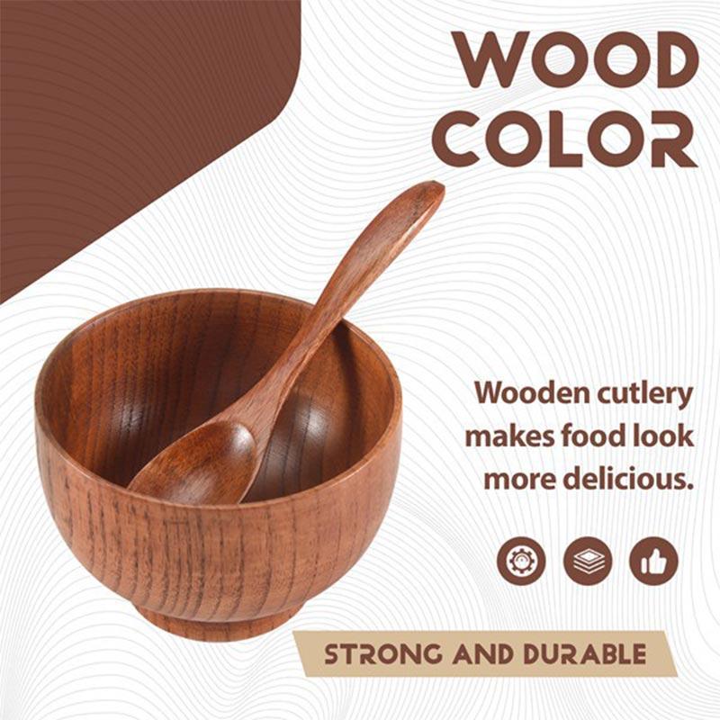 Japanese Style Natural Wooden Bowl Tableware for Fruit Salad Noodle Rice Soup Bowls Kitchen Utensil Dishes Handmade Crafts