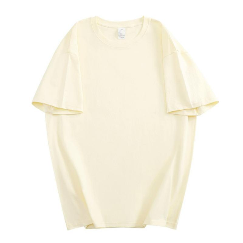 Pure Cotton Sewn Off-the-shoulder Short-sleeved T-shirt for Women's Couple Class Uniforms