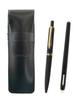 Тонкий пенал из коровьей кожи, черный ластик, черные и латунные детали в европейском стиле, набор выдвижных механических карандашей в форме ручки, черный T23-ASBMC46B-NXS-B