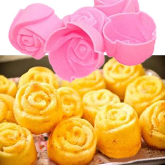 10 Pcs Silicone Rose Muffin Cookie Cup Cake Baking Mold Chocolate Maker Mould