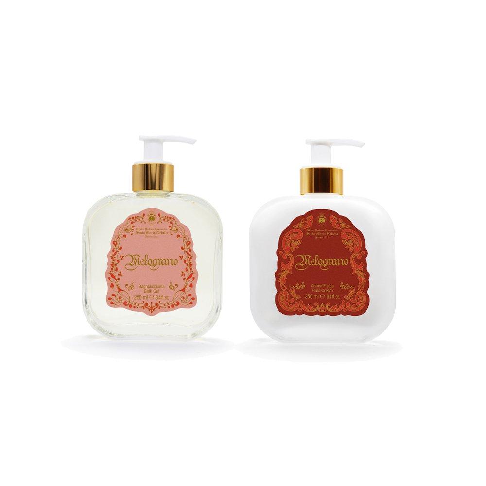 Santa Maria Novella (задавать) дуэт для тела в стеклянной упаковке гранат (гель для душа и лосьон) 250мл