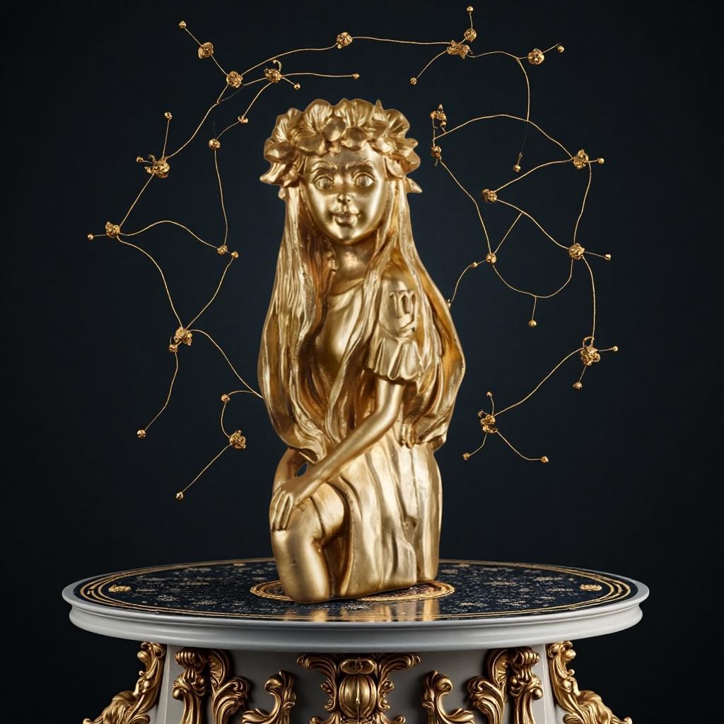 Creative Constellation Statues 12 Zodiac Sign Virgo Gold Girl Figurine Nordic Indoor Desktop Bookshelf Ornament Birthday Gifts