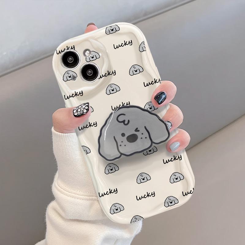 Подходит для чехла для мобильного телефона Apple 14promax IPhone 15/13 Прозрачный силикон 11/12 Полноэкранная подставка в виде собаки 6s