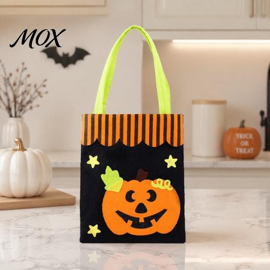 Reinforced Handle Candy Totes Halloween Bag, Cute Pumpkin Ghost Tote for Kids, Spooky Pattern Gift Bags Cartoon Treat Bag Party, Trick or Favor Stiff