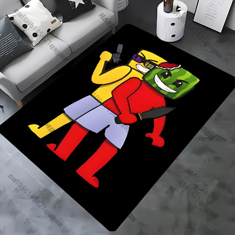 Funny S-Sunny and Mel0n Pattern Carpet Rug for Living Room Bedroom,Office Areas,large Decora Mat, Durable Machine Washable Mat