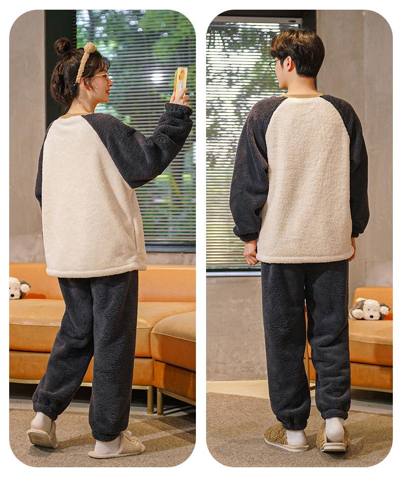 Мужская и женская толстая пижама из кораллового флиса: Теплый вельветовый фланелевый зимний комплект