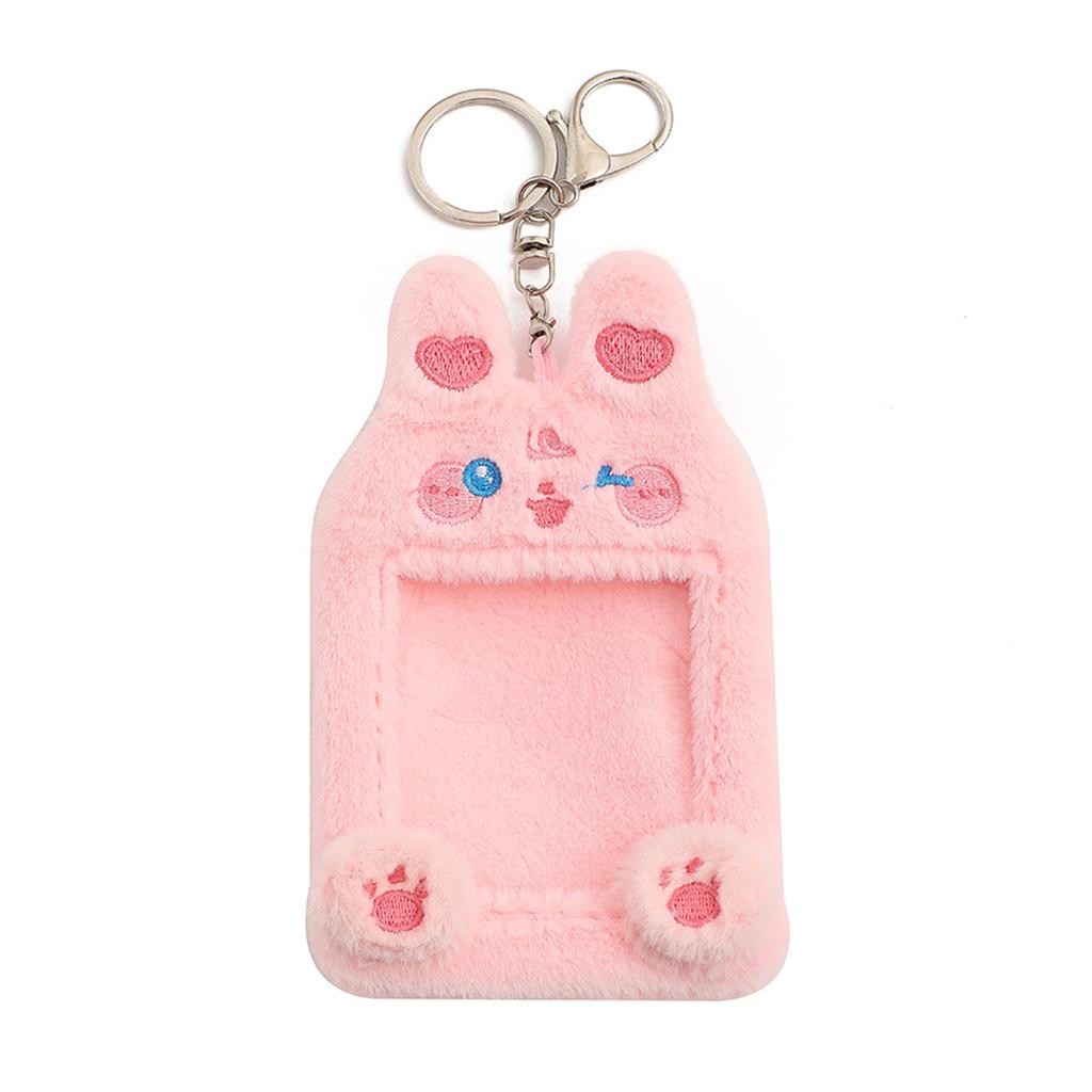 Cute Cartoon Plush Photo Card Holder for Idol Photo Collectable Soft Keychain Bag Pendant for Fans & Stationery Lovers