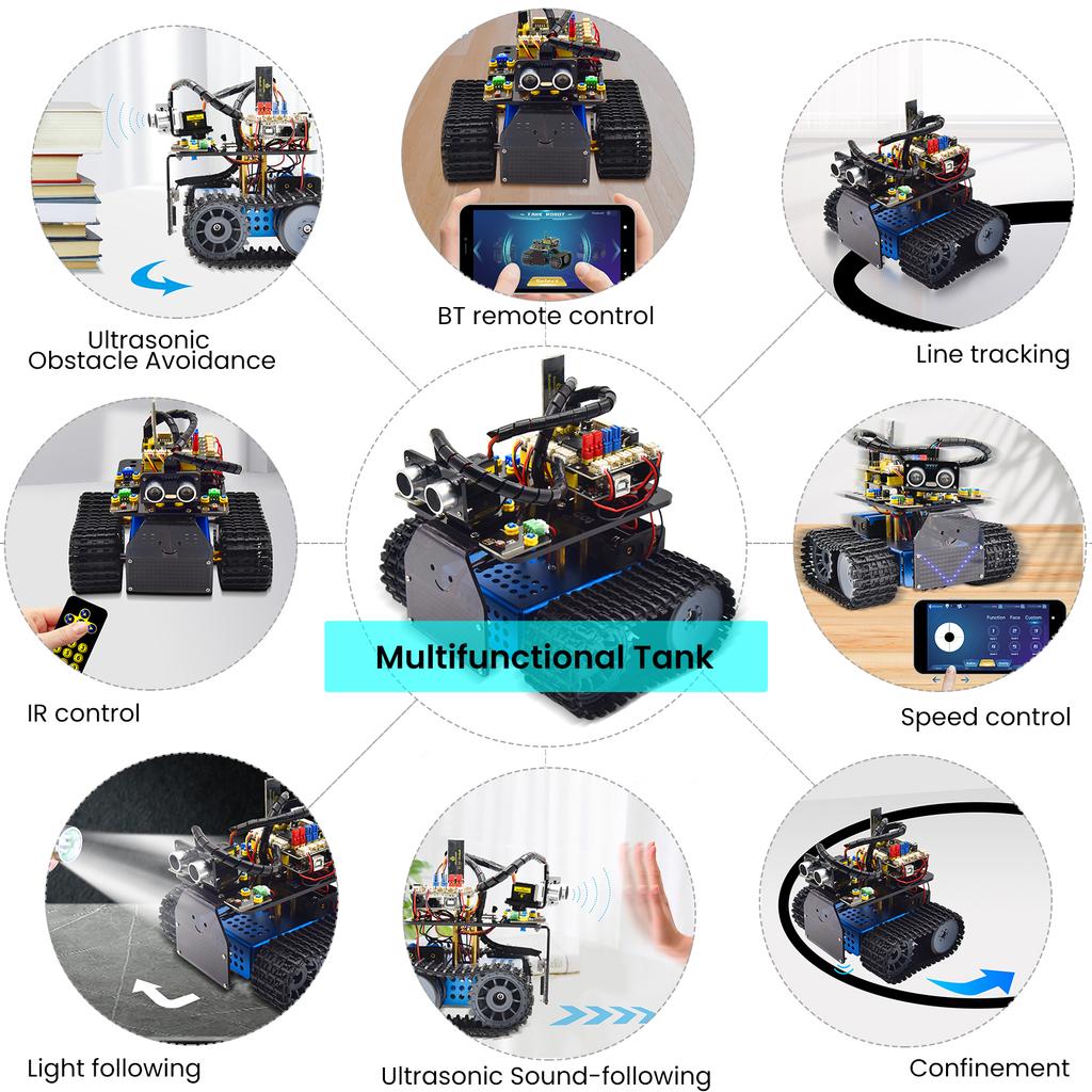 Keyestudio Улучшенный Мини Умный Робот-Танк V3.0 Для Arduino Набор Робот-Машина DIY Программируемые STEM Игрушки Совместимый С Arduino&Mixly