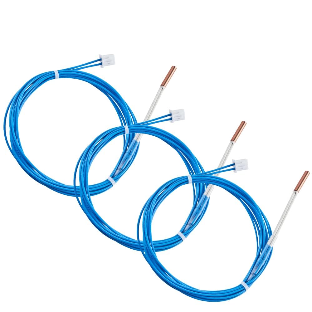 Ender-3/ Ender-3-v2 Thermistor Upgrade: 3PCS 1.2m High Temperature NTC 3950 100K Thermistor Sensor for Ender 3 Max/5, CR10, CR10s, V6 Volcano, High
