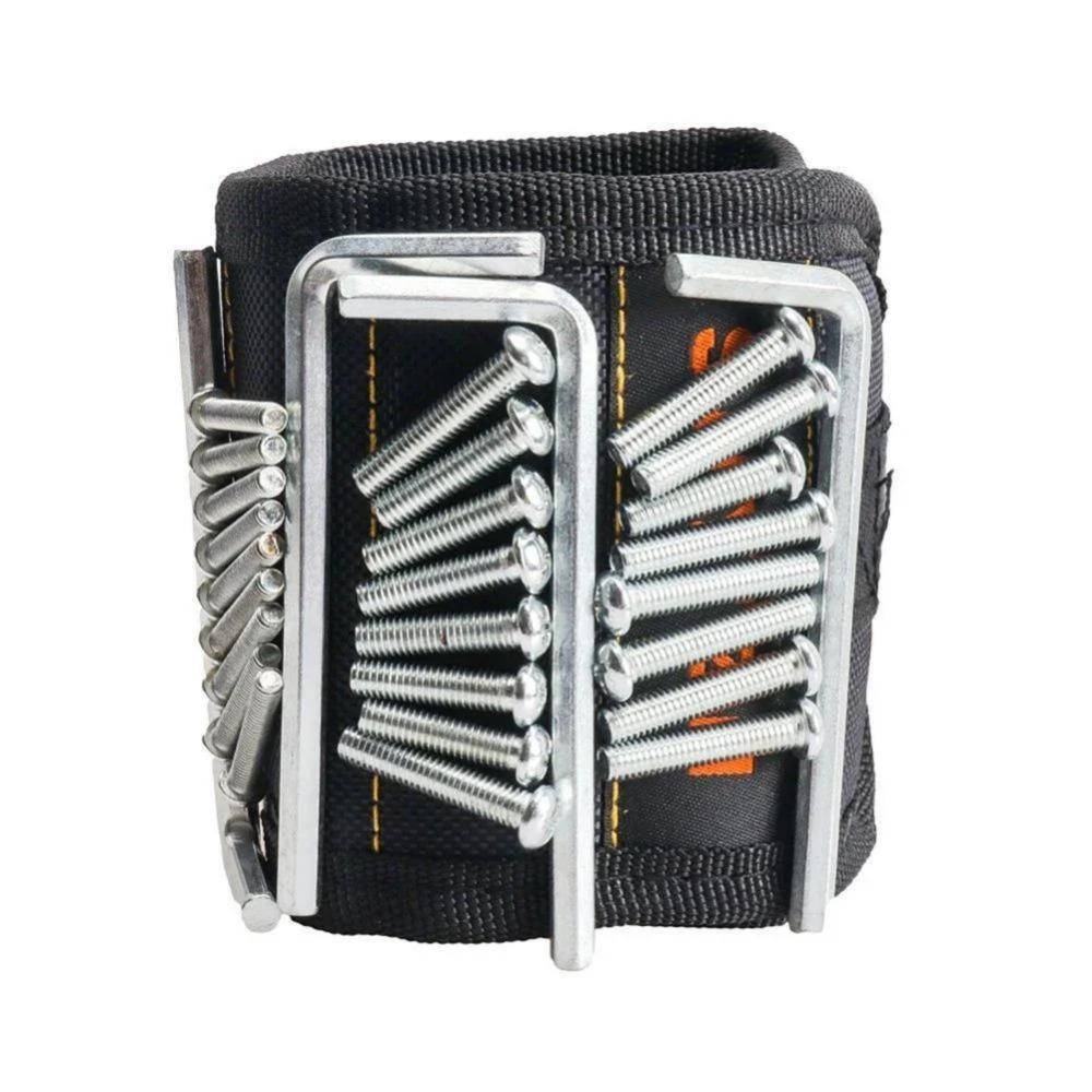 Сильный магнитный браслет, портативная сумка для инструментов, электрик, регулируемый ремень на запястье, винты, маленькие металлические гвозди, болты