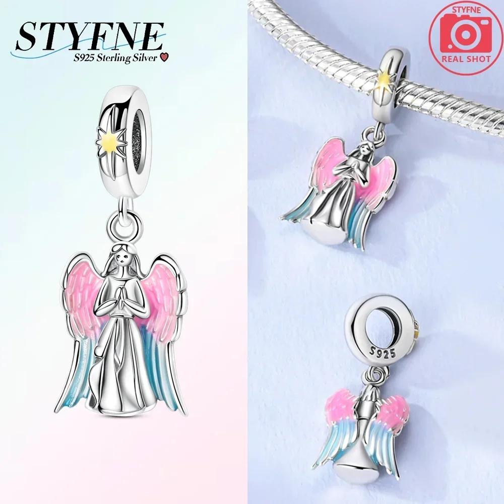 Elegant Colorful Wing Mask Leaves Feathers Pink Angel Original Beads Fit Bracelet Copper Women Diy Birthday Gift Accessory