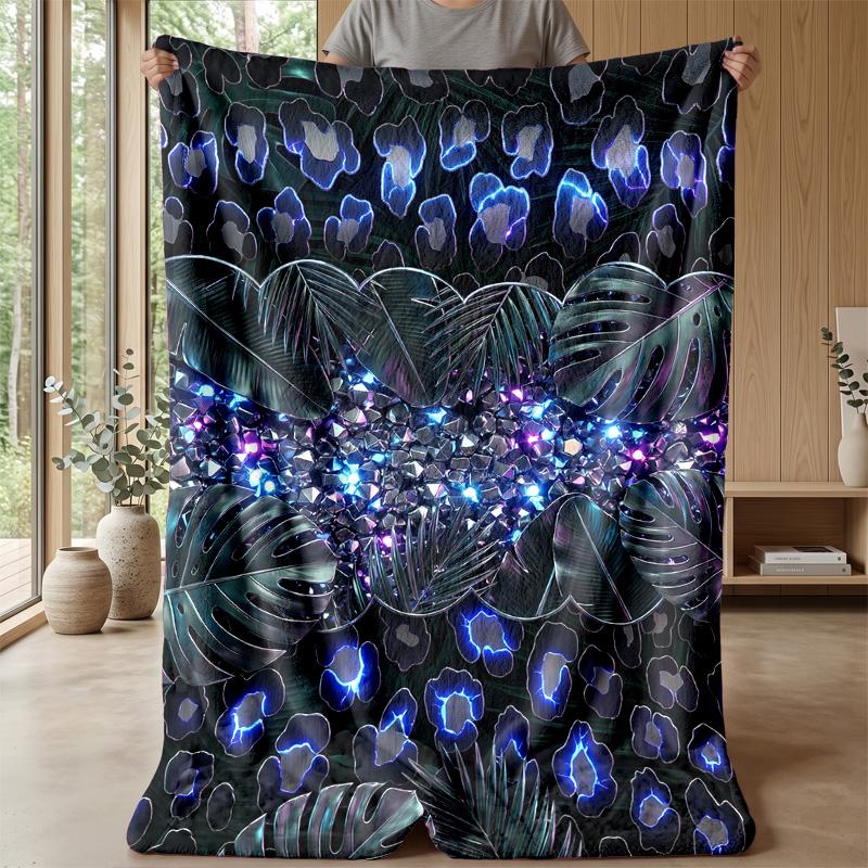Glamorous Floral Frame 1 Theme blanket Lightweight Warm Flannel Blanket Decorative Throw Blanket for Home Decoration
