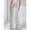 [Эластичные расклешенные брюки] Эластичные женские брюки клеш в черно-белую клетку с высокой посадкой | Повседневные брюки для весны/лета/осени | Брюки с глянцевой отделкой