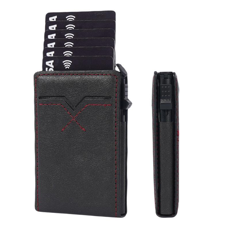 Wallet Carbon Fiber Pattern Flip Cover Metal Card Case Anti-degaussing Credit Card Bag Premium Sense