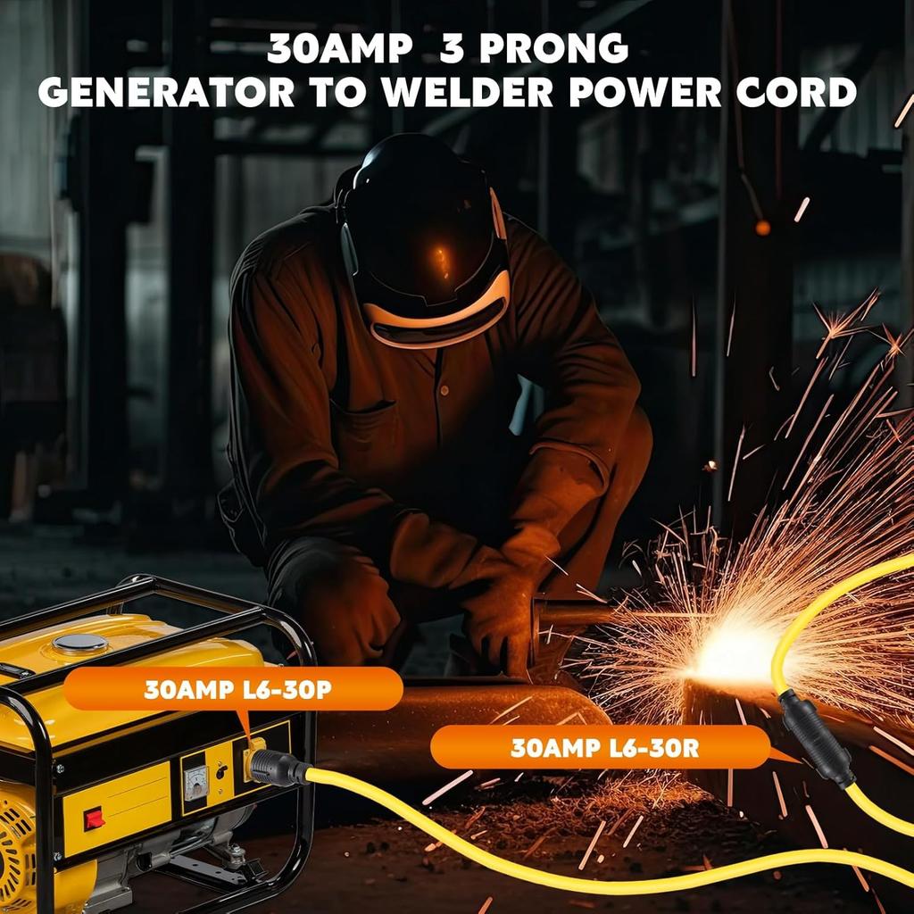 Удлинитель для генератора NEMA L6-30, вилка L6-30P (папа) на розетку L6-30R (мама), 3-контактный, 30 Ампер, блокирующийся шнур питания для генератора, 3x12 AWG,