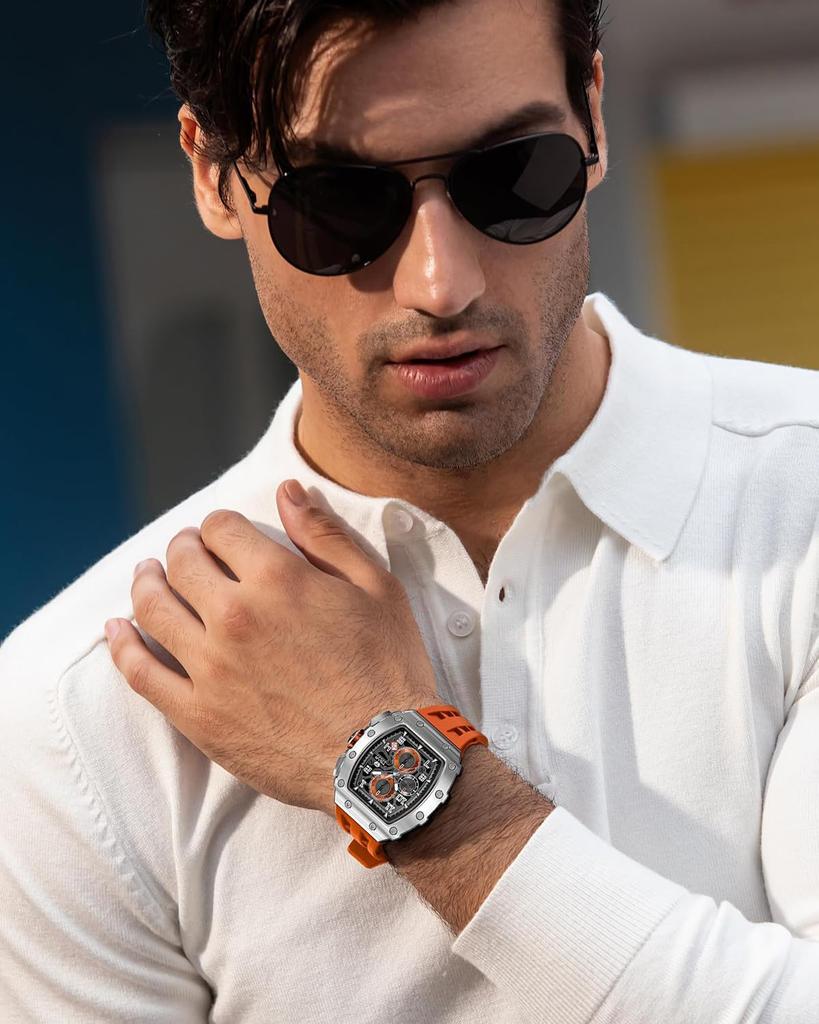 Часы ЦАРЬ БОМБА Скелетон Механические Автоматические Часы Керамика Японский Механизм Тонно Силиконовый Ремешок 50М Водонепроницаемые Люминесцентные Роскошные Наручные Часы Бизнес