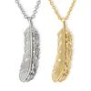 Гавайские украшения Парное ожерелье Нержавеющая сталь Перо Перо Крыло Дизайн с водяным знаком Подвеска Серебро Розовое золото Желтое золото Аксессуары Желтый